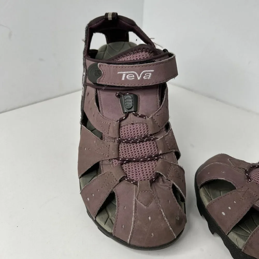 Teva Deacon Fisherman‎ Sandal Women's Sz 9 Hook/Loop Mesh Water Resistant Purple